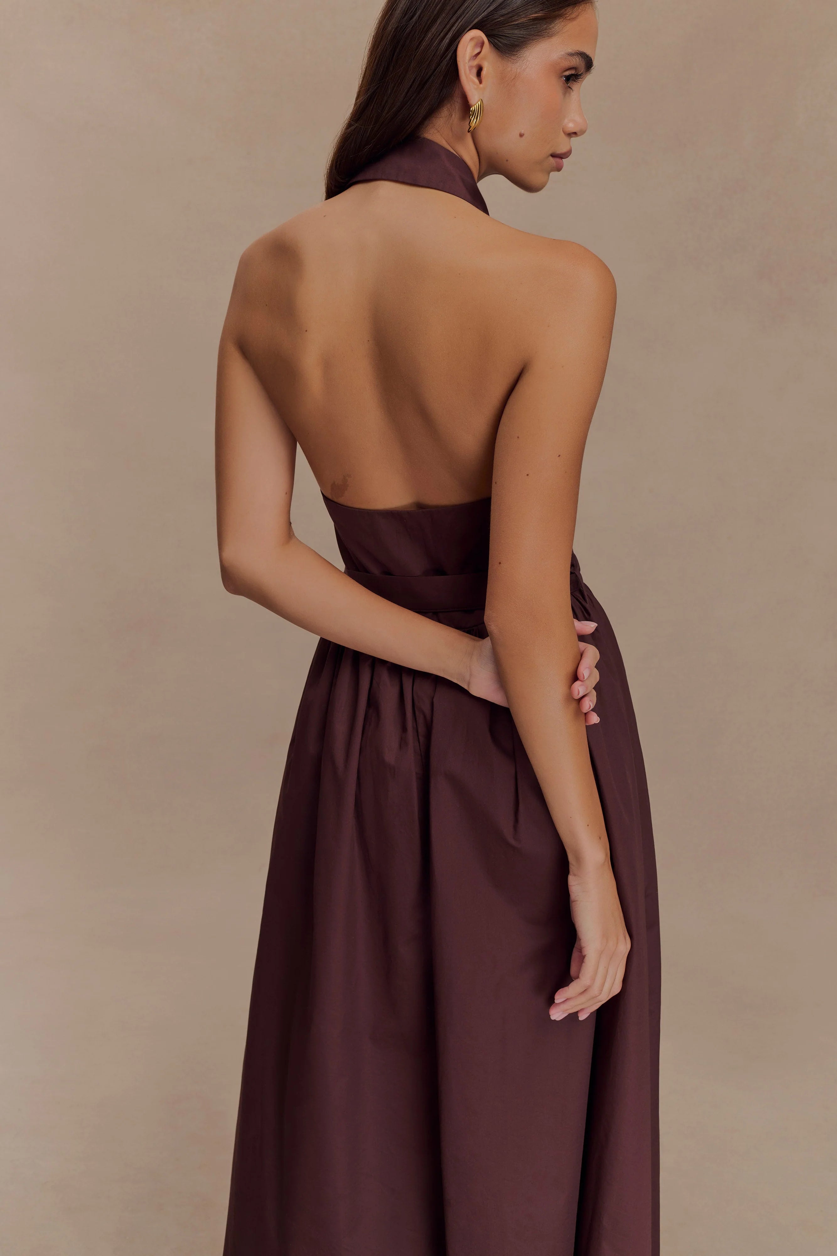 Cindy Collared Midi Dress - Chocolate