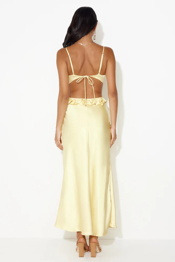 Impressed Satin Maxi Dress Yellow