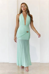 High Key Muse Mesh Maxi Dress Sage