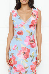 Hibiscus Heat Maxi Dress Blue