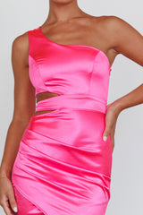 Night-Out One Shoulder Maxi Dress Hot Pink