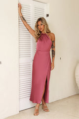 High Status Satin Maxi Dress Rose