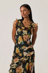 Alinta Ruffle Cowl Neck Dress