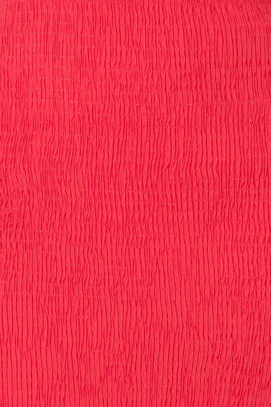 In My Direction Strapless Bubble Midi Dress Red