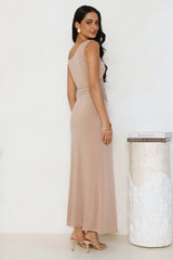 Iconic Aura Mesh Maxi Dress Beige