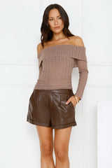 Iconic Moves Faux Leather Shorts Brown