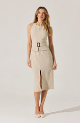 Tailored Belted Midi Dress