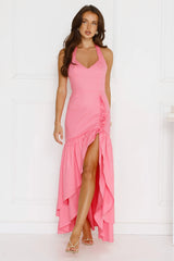 Lavish At Nighttime Halter Maxi Dress Pink