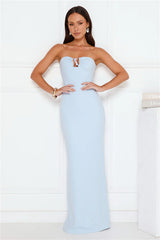 Lavish Lights Strapless Maxi Dress Blue