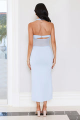 High Key Hottie Halter Maxi Dress Blue