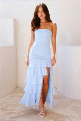 Lavish One Strapless Maxi Dress Blue