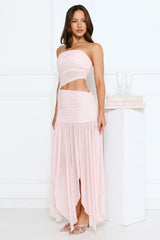 Haute Babe Strapless Mesh Maxi Dress Pink