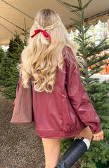 Abbi PU Red Bomber Jacket