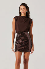 Sequin Mixed Media Mini Dress