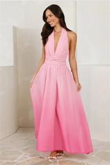 Kiss And Tell Halter Maxi Dress Pink