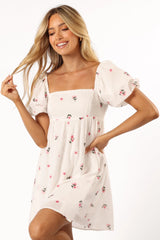 Tegan Mini Dress - White Pink Floral