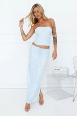 LIONESS She's All That Strapless Top Sky Blue