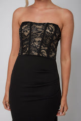 Maravilla Lace Bodice Maxi Dress Black/Nude