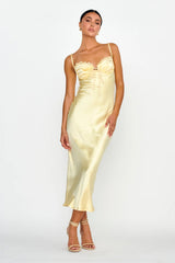 Fortune Lace Trim Bust Tie Midi Dress Butter