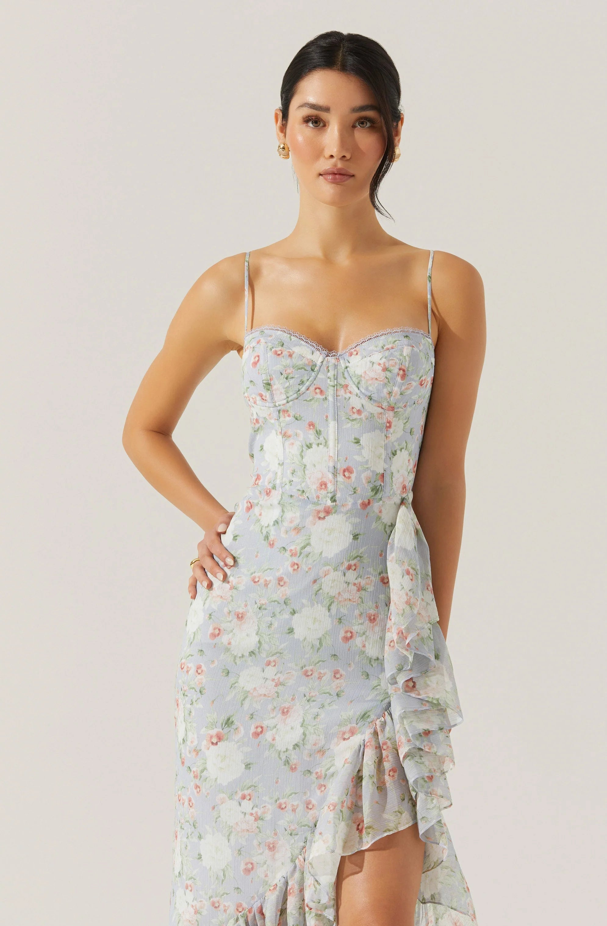 Brisbane Asymmetrical Floral Midi Dress