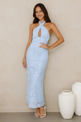 Legally Luxe Halter Maxi Dress Blue