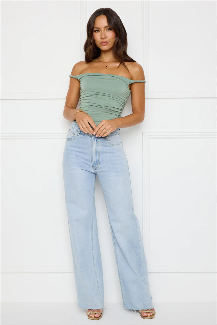Key Piece Off Shoulder Top Sage