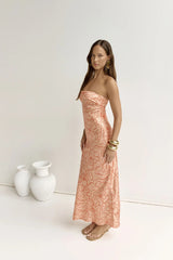 Staying True Strapless Maxi Dress Orange