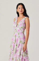 Cytherea Asymmetric Ruffle Midi Dress