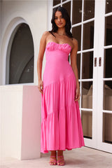 Iced Drinks Beachside Strapless Maxi Dress Hot Pink