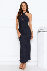 Legally Luxe Halter Maxi Dress Navy