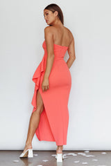 Sasha Cascade Ruffle Midi Dress Watermelon