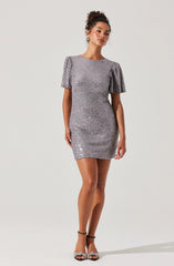 Sequin Flutter Sleeve Mini Dress