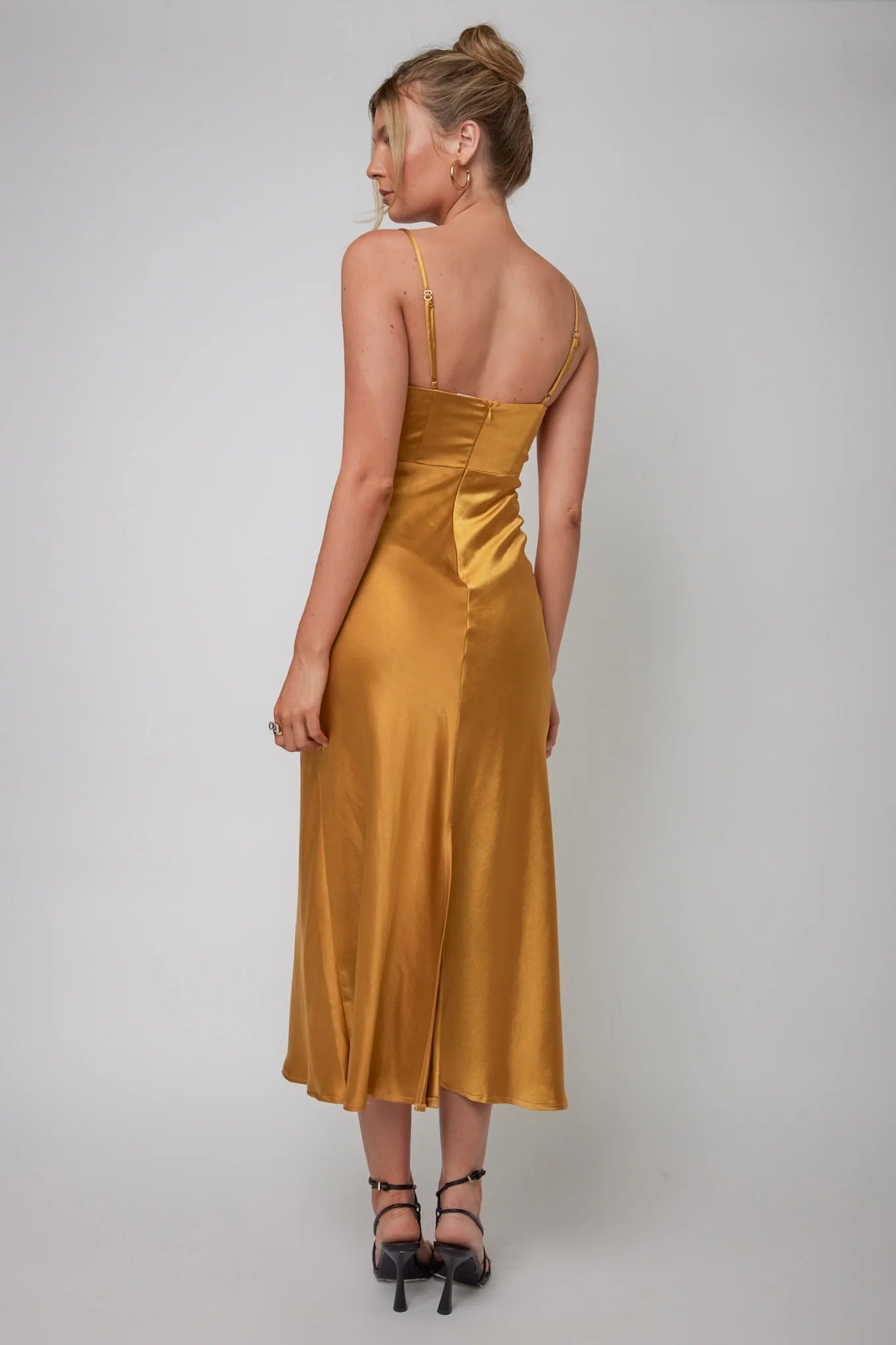 Infinity Pintuck Bust Midi Dress Mustard