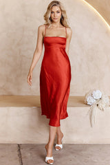 Dolce Life Low Back Midi Dress Red