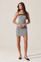 Tailored Lace Trim Mini Dress