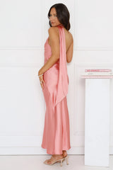 Kissed By Moonlight Satin Maxi Dress Pink