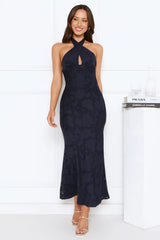 Legally Luxe Halter Maxi Dress Navy