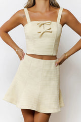 Kiona Tweed Bow Top Yellow