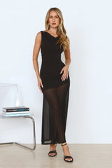 Honey Drizzle Mesh Maxi Dress Black