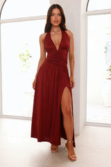 Harlow Halter Maxi Dress Wine