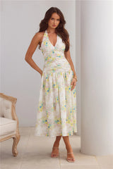 Island Dreamscape Halter Midi Dress Print