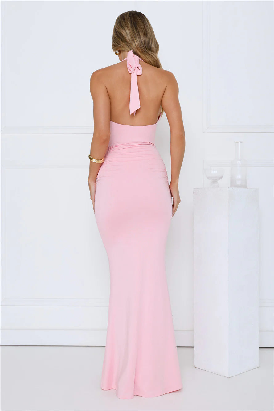 Iconic Dream Halter Maxi Dress Pink