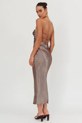 Good Impression Double Twist Midi Dress Charcoal