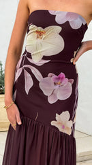 Elle Maxi Dress - Brown Floral