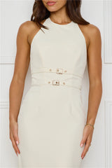 Haute Influence Halter Maxi Dress Cream