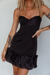 Buona Sera Hem Decoration Mini Dress Black