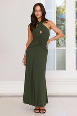 Heartstruck Halter Maxi Dress Khaki