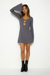Laser Focus Mini Dress Charcoal Grey