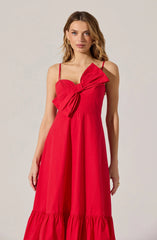 Asymmetrical Bow Midi Dress