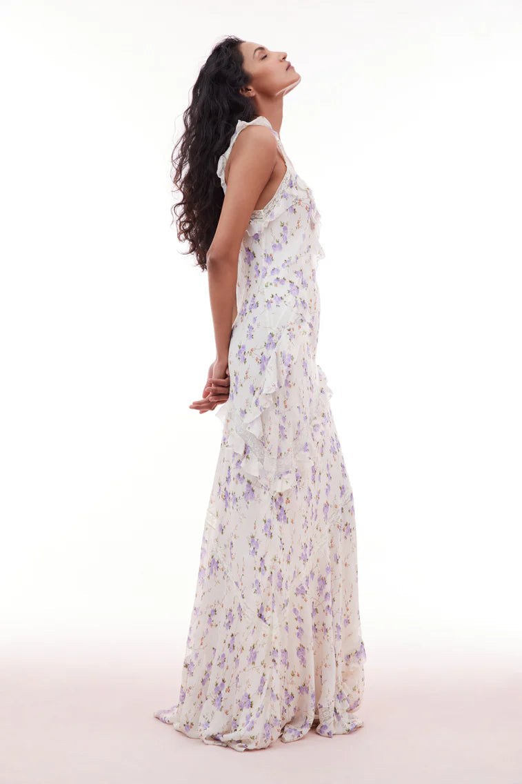 Radiance Chiffon Flutter Sleeve Maxi Dress